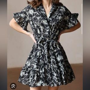 Mille Violetta Dress in Black Hibiscus